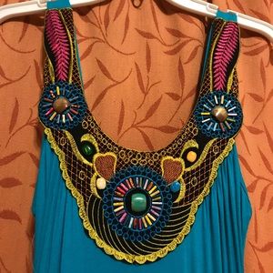 Turquoise petite maxi dress